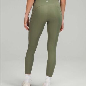Lululemon Green Twill Power Thru High-Rise Tight